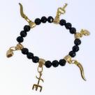 Pulseira Exu Firma Preta Com Dourado e Penduricalhos Pulseira Exu Firma Preta Com Dourado e Penduricalhos