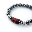Pulseira Exu Hematita Esférica Firma e Silicone