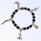 Pulseira Exu Preto com Prata e Penduricalhos Cristal