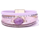 Pulseira FANCY SHINY Boho Leather Wrap com ametista para mulheres