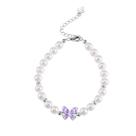 Pulseira Fashion Pearl para mulheres com borboleta de esmalte roxo