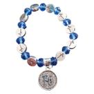 Pulseira fé com cristal azul pingente fé religiosa Pulseira fé com cristal azul pingente fé religiosa