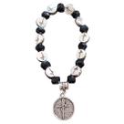 Pulseira fé com cristal preta pingente fé religiosa Pulseira fé com cristal preta pingente fé religiosa