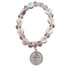 Pulseira fé com cristal rosa pingente fé religiosa Pulseira fé com cristal rosa pingente fé religiosa