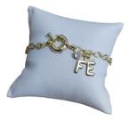 Pulseira Fé Pedra Zirconia F Ouro Semi Joia Fecho Boia Pulseira Fé Pedra Zirconia F Ouro Semi Joia Fecho Boia