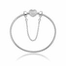 Pulseira Fecho Coração Cravejada Com Trava Banhado a Prata 925 PULSEIRA:20 cm (pulso 18cm)