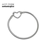 Pulseira Fecho Coração Vazado em Aço Inox Antialérgico para Berloques