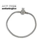 Pulseira Fecho Coroa em Aço Inox Antialérgico para Berloques