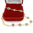 Pulseira Feminina 16/19cm Olho Grego Banhada Ouro 18K PL336