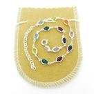 Pulseira Feminina 16/20cm Colorida 5mm Folheada Prata PL377