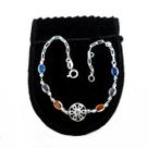 Pulseira Feminina 16/20cm Colorida Flor Folheado Prata PL518