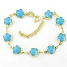 Pulseira Feminina 16 a 19cm Azul Folheada Ouro PL423