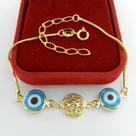 Pulseira Feminina 17/22cm 1mm Olho Grego Folheada Ouro PL493