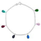 Pulseira Feminina 18cm Gota Com Pedra Zircônia De Prata 925