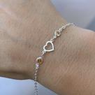 Pulseira Feminina 2 Zircônia Laranja e Coração de Prata 925