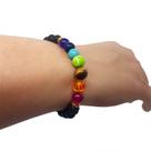 Pulseira Feminina 7 Chakras com Pedra Vulcânica Ajustável