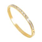 Pulseira Feminina À Prova d'Água Em Aço Inoxidável Com Revestimento De Ouro 18K E Zircônia Cúbica,