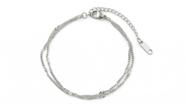 Pulseira Feminina Aço Inoxidável Elos Duplos Titânio Prata