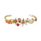 Pulseira Feminina Ajustável Artesanal De Esmalte Estilo Francês Com Flores E Frutas Joia De Pulseira Feminina Ajustável Artesanal De Esmalte Estilo Francês Com Flores E Frutas Joia De