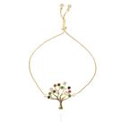Pulseira feminina ajustável árvore da vida banhada ouro 18k