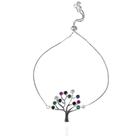 Pulseira feminina ajustável árvore da vida ródio branco
