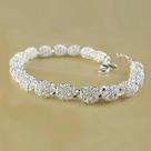 Pulseira Feminina Ajustável De Prata 925 Com Berloques De Flor E Bola Vazada, Joia Para Casamento E