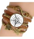 Pulseira Feminina Baphomet Pentagrama Invertido Lilith Samael Ajustável