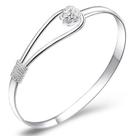 Pulseira Feminina Bracelete Prata Folheado Com Pedras Strass