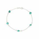 Pulseira Feminina Choker De Prata 925 Verde Coração Zircônia