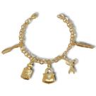 Pulseira Feminina Cinco Pingentes Banhada A Ouro 18k