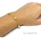 Pulseira Feminina Com Bolas Em Ouro 18k