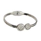 Pulseira Feminina Com Flor Bracelete Brilhante Aço Inox Prego Moda Prata Pulseira Feminina Com Flor Bracelete Brilhante Aço Inox Prego Moda Prata