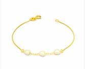 Pulseira Feminina com Três Corações de Pérola