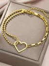 Pulseira feminina coração - banhada a ouro 18k