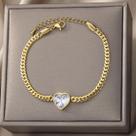 Pulseira feminina coração banhada a ouro 18k Pulseira feminina coração banhada a ouro 18k