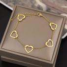Pulseira feminina corações - banhada a ouro 18k