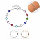 Pulseira Feminina Corações Coloridos Ajustável Cristais Dourado Prateado Presente Pulseira Feminina Corações Coloridos Ajustável Cristais Dourado Prateado Presente