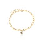Pulseira Feminina Corrente Elos Com Ponto De Luz Banhada a Ouro 18K