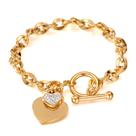 Pulseira feminina de aço inoxidável Double Heart Charm 18 cm
