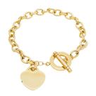 Pulseira feminina de aço inoxidável Heart Charm 18 cm