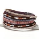 Pulseira Feminina De Couro Marrom Multicamadas, Estilo Boêmio, Feita À Mão, Com Fecho Magnético,