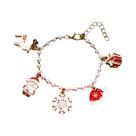 Pulseira Feminina De Natal Com Pingente De Papai Noel, Boneco De Neve, Pérola, Alce E Sino, Corrente