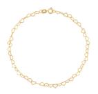 Pulseira Feminina De Ouro 18k Coração 3mm Maciço Pulseira Feminina De Ouro 18k Coração 3mm Maciço