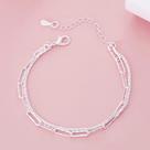 Pulseira Feminina De Prata Esterlina 925 Com Corrente Dupla, Joia Elegante E Estilosa Para Casamento Pulseira Feminina De Prata Esterlina 925 Com Corrente Dupla, Joia Elegante E Estilosa Para Casamento