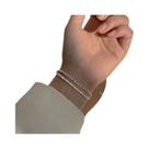 Pulseira Feminina De Prata Esterlina S925 Com Corrente Dupla Camada Simples, Elegante E Delicada
