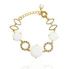 Pulseira feminina delicada pedra redonda branco leite