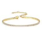 Pulseira Feminina Dourada De Aço Inoxidável Com Zircônia Cúbica, Estilo Tênis, 2mm, Delicada E
