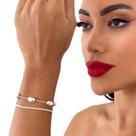 Pulseira Feminina Dupla Cravejada Esferas Bijuterias banho Ouro 18k Prata acessórios festa presente