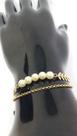 Pulseira Feminina Elo Duplo Com Perolas Banhada a Ouro