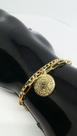 Pulseira Feminina Elo Duplo Religiosa Pai Nosso Banhada a Ouro